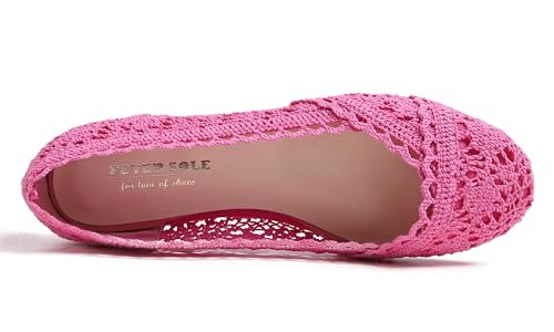 Image of FEVERSOLE Women's Comfort Breathable Knit Crochet Shoes Lace Ballet Flats