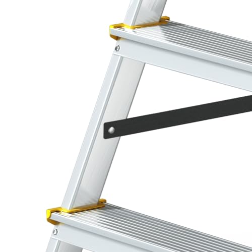 Drabest Klappleiter Leiter Klappbar 2 x 3 Stufen Alu Trittleiter Beidseitig bis 150 kg Belastbar Haushaltsleiter