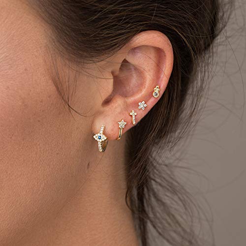 MEVECCO Gold Evil Eye Huggie Hoop Earrings 18K Gold Plated CZ Evil Eye Hoop Earrings Minimalist Handmade Earrings for Women2