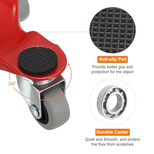 Traslochi per mobili resistenti, confezione da 4 con 3 ruote, capacità di 90,7 kg, trasloco liscio e riorganizzazione della casa