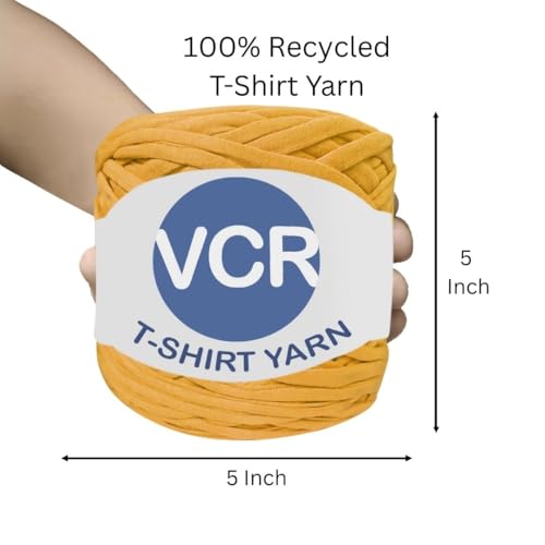 Image of VCR Mellow Yellow Big T-Shirt Yarn, 100 Meters Length, Recycled & Fashionable Craft Yarn, Pack of 1, Suitable for Crochet, Knitting & DIY Bags, Baskets, Cushions & Home Decor Projects