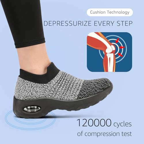 Image of HKR Women's Walking Shoes with Arch Support Lightweight Slip On Sneakers for Plantar Fasciitis