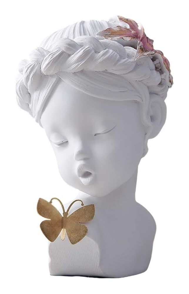 Kukuuu Girls White Kissing Butterfly Angel Figurine Sculptures Statue