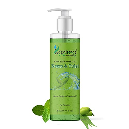 Image of KAZIMA Breathe Bergamot & Vanilla Bath Gel + Strawberry & Vitamin E Shower Gel + Orange & Lemon Mint Shower Gel + Neem & Tulsi + Green Tea & Cucumber Vanilla Luxury Body Wash (5PCS of 200ml)