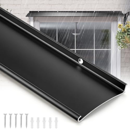 Auingau Door Rain Drip Guard Aluminum 4 Extra-Wide Heavy Duty Thickened Door Rain Deflector 40 Long Overhead Drip Cap & Drip Edge Weather Shield for Doors Windows RV Camper and Exterior Use