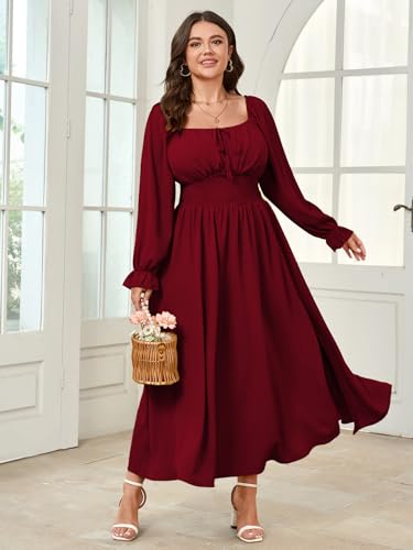 Image of SHESTARR Women's Plus Size Dress Long Sleeve Milkmaid Dress