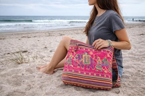 Bolso Rosa de Hombro Bordado a Mano Boho miniatura 3