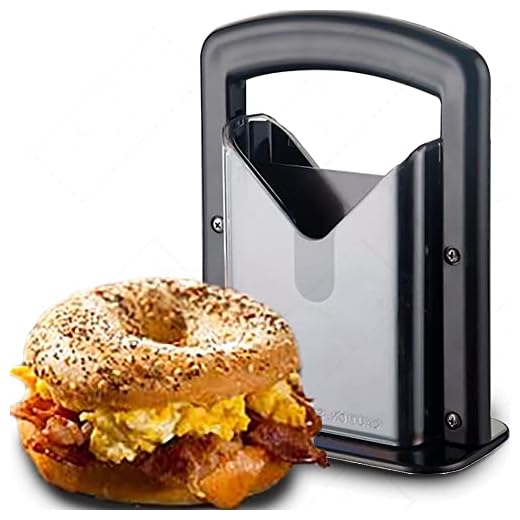 Bagel Slicer,Commercial Bagel Cutter,Built-In Safety Shield,Easy and Safe To Use,Stainless Steel Bagel Guillotine,Serrated Blade,Universal Slicer,For Small,Large Bagels,English Muffins,Restaurantware