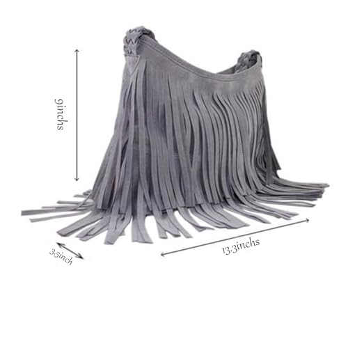 Women'S Retro Hippie Suede Tassel Messenger Bag Fashion Adjustable Western Hobo Crossbody Shoulder Handbags (pink,Medium)2