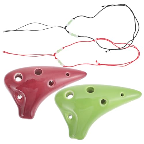 BESPORTBLE 2pcs Boys and Girls Flute Ceramic Ocarina Portable 6 Hole Wind Instrument for Beginners Creative Learning Musical
