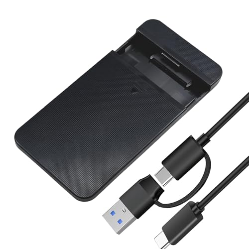 NiceBest Carcasa Disco Duro 2,5 Negro, Carcasa SSD/HDD Caja Disco Duro USB C/A a Sata para Sopporta UASP SSD USB 3.1 a SATA de 2.5 Pulgadas Compatible con Windows Linux y Mac