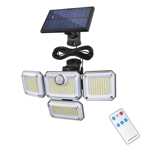 333 Luces Solares LED Sensor De Movimiento Al Aire Libre Inducción Humana Cabeza Ajustable IP65 Lámpara De Pared De Energía Solar Impermeable For El Jardín Del Hogar FáCil De Instalar(333LED Separate)