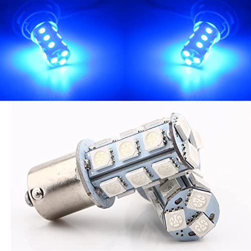 Qasim 1156 BA15S 1141 1003 LED Luces de señal de giro traseras para automóviles Bombillas interiores para autocaravanas RV 12V Azul (paquete de 2)