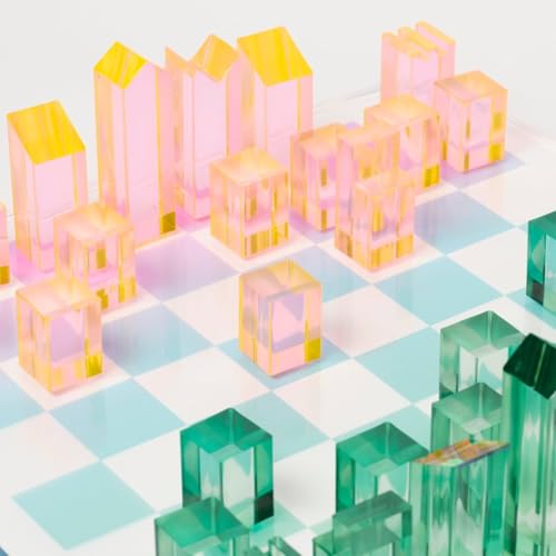 Juego de ajedrez y damas de acrílico Lucite miniatura 4