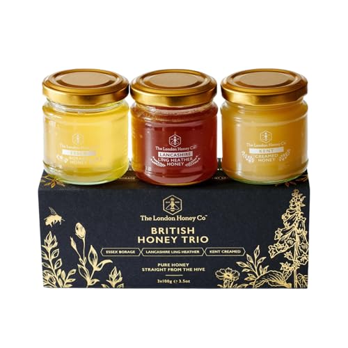 The London Honey Company - British Summer Raw Honey -Trio Gift Set (100gx3) - Raw Unprocessed Natural Honey Gift Sets- Delicious on Toast Soothing in Drinks
