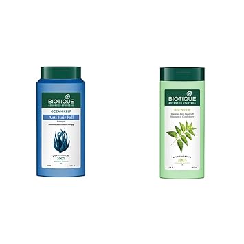Biotique Bio Kelp Protein Shampoo for Falling Hair Intensive Hair Regrowth Treatment, 340ml & Biotique Bio Neem Margosa Anti Dandruff Shampoo and Conditioner, 180ml
