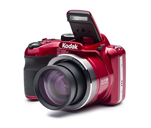 Kodak AZ362 PIXPRO AZ362 ASTRO ZOOM 16MP Digital Camera bridge-style camera, CMOS sensor, an impressive 36x optical zoom lens, 1080p, Red (Renewed)