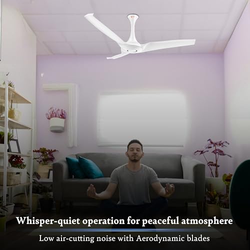 Image of Orient Electric's 1320 mm Aerostorm ceiling fan |Best-in-class 18-pole motor | Rust-proof ABS blades |100% Copper motor |Whisper-quiet operation | 2-year warranty | White, pack of 1