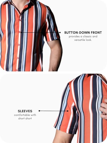 Image of DHRUVI TRENDZ Men's Rayon Regular Fit Casual Shirt | Stylish Printed Formal Shirts for Men | Short Sleeve Lightweight Summer Outfit | Soft Breathable Button-Down Summer & Casual Shirt's