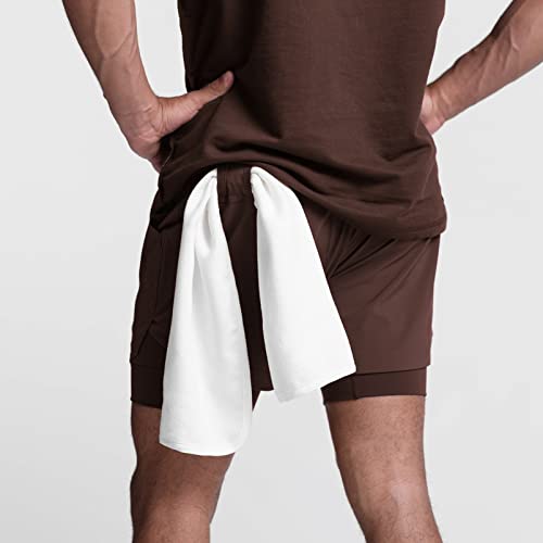 Image of DIOTSR Mens 2 in 1 Running Workout Shorts for Men Lightweight Training Shorts Quick Dry Gym Shorts with Phone Pocket