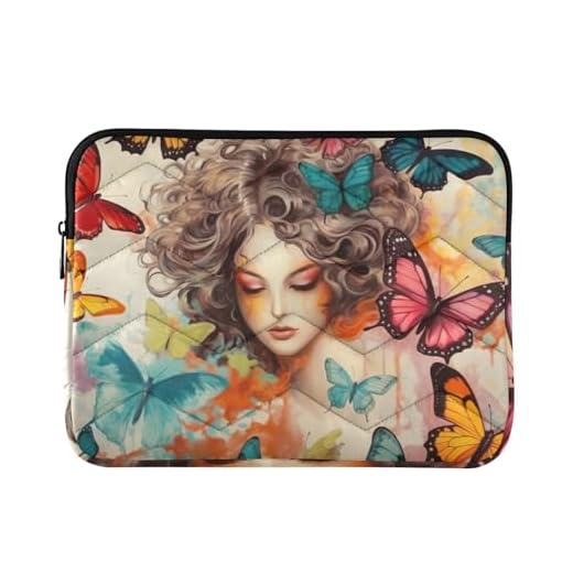 Msyxl Bright Colored Butterflies Laptop Sleeve Case Durable Waterproof Computer Bag for 13-14 Inch Notebook