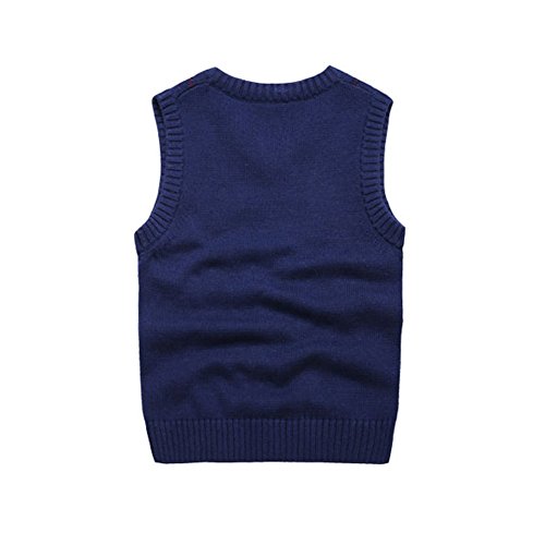 Image of Boys Sweater Vest V Neck Argyle Sleeveless Uniform Knit Plaid Kids Clothes