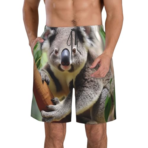 Mens Swim Trunks Quick Dry Board Shorts with Pocket Men Swim Shorts Cute Koala Beach Bathing Suits