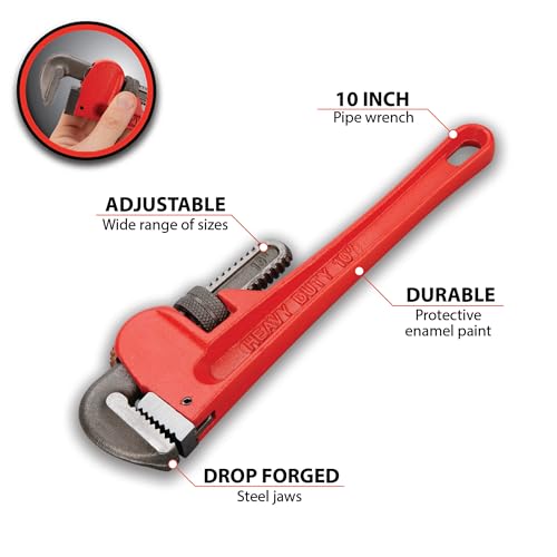 Image of Performance Tool W1133-10B 10 in. Red Pipe Wrench