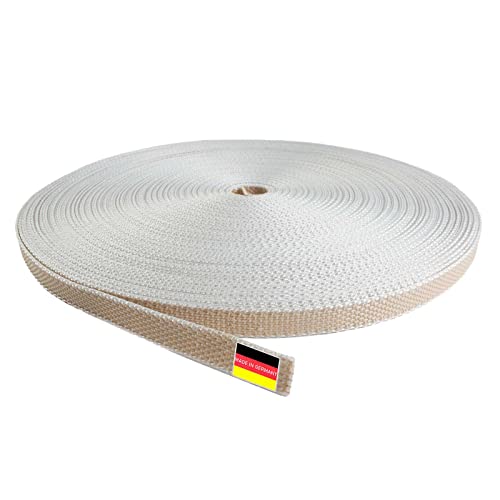 Inovatec 50 Meter Rollladengurt Mini 14mm für Tür und Fenster Rolladen - reißfest und UV-beständig - in Grau Weiß Beige Braun, Farbe:Beige