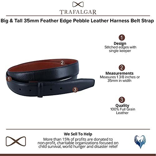 Trafalgar Men's Big & Tall Feather Edge Pebble Leather Harness Belt Strap2