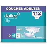Dailee Slip Maxi M   112x Couches Adultes   4 Paquets de 28 Pièces, Fuites Urinaire 7,5 Gouttes   Couche Slip Incontinence Lourde Homme, Femme et Personnes Âgées