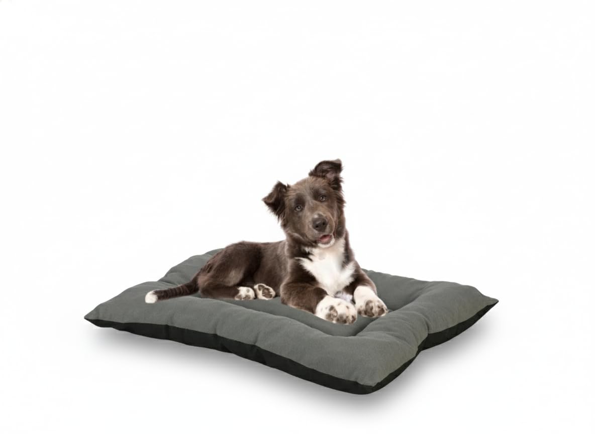 Colchoneta para Perros: Cama Perros Suave y Cómoda, Lavable, Ideal para Descanso y Sueño - Cuna Perro Hecha en España (Gris/Negra, 70x50x10)