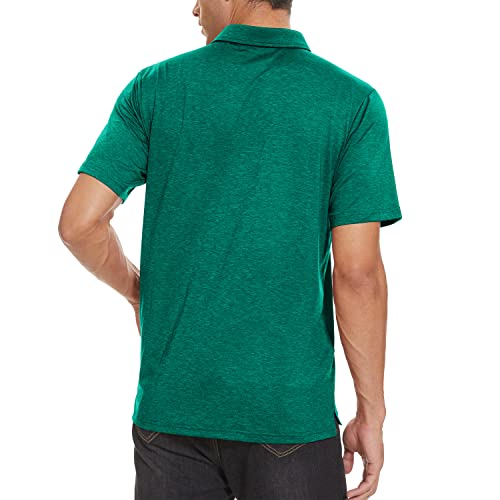 Magcomsen Men's Sports Polo Shirt For Men Dry Fit Breathable Activewear Polo Shirt Lightweight Performance Workout Tops Emerald Green Xl #TOP3