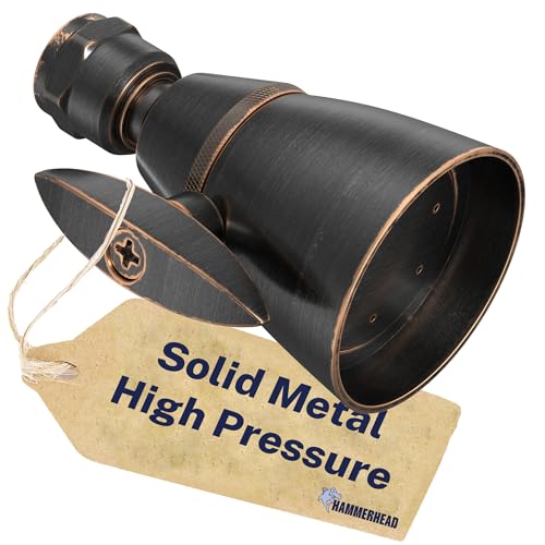Image of HammerHead Showers Solid Metal 2 Inch High Pressure Shower Heads - OIL RUBBED BRONZE - 2.5 GPM Shower Heads High Pressure - High Flow Shower Head with ADJUSTABLE SPRAY PATTERN - Fixed Shower Head