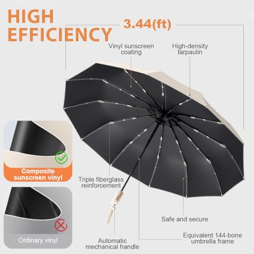 Image of PALAY Umbrella for Rain Auto Open Windproof Waterproof Umbrellas One-Button Open Folding Travel Umbrella with Aluminum Alloy Shaft, Fiberglass Ribs &Wide Strap