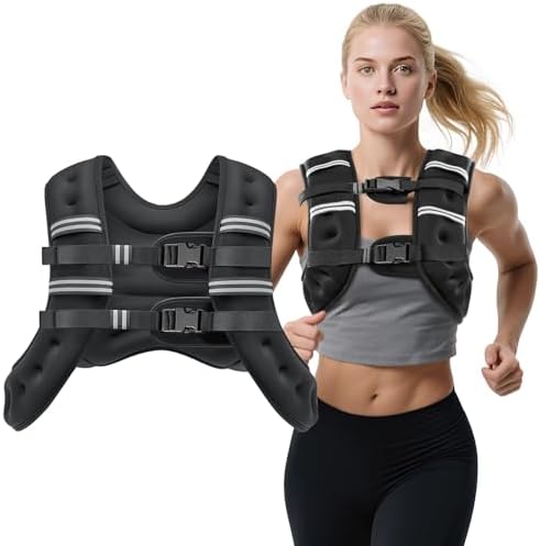 Weighted Vest, 8lb/12lb/16lb/20lb Weight Vest with Reflective Str...