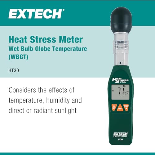 Image of Extech HT30 Heat Stress WBGT Meter | WBGT with or without sun, black globe temp, heat stress index, 0-100% RH, RS-232 interface, auto power off