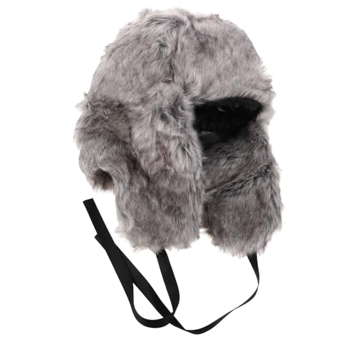 Bonnet en fausse fourrure grise coupe-vent avec isolation hivernale