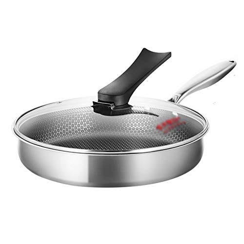 SH-chaoguo Fry Wok/Frying Pans/Non-Stick Pan?304 Stainless Steel Cooking Pans ?Less Oil Fumes No Coating ?(24/26cm),for Induction Cooker Gas Stove (Size : 24cm)