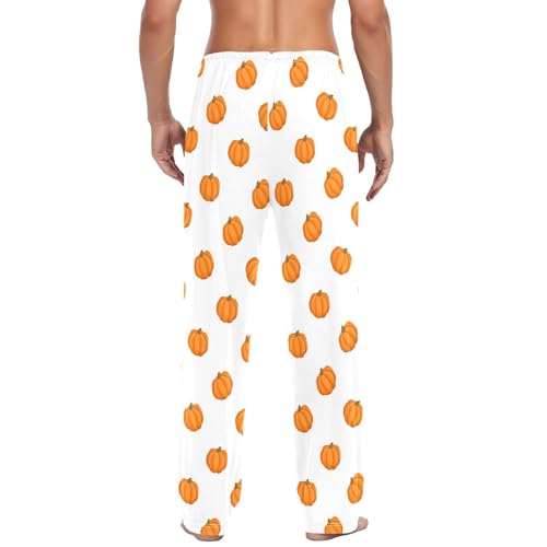 Mens Cotton Pajama Pants with Pockets Autumn Pumpkins Harvest Soft Breathable Lounge Sleep PJ Pants Men Drawstring3
