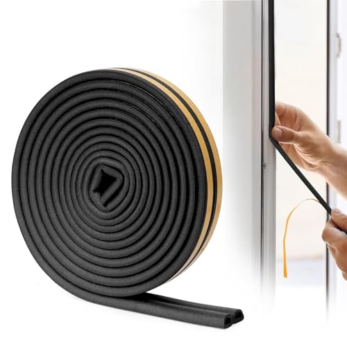 Image of Door Weather Strip Draught Excluder for Doors Self Adhesive Foam Draft Excluder for Windows Door Insulation Strip Weather Stripping Door Seal Strip, Epdm, Foam, Rubber (Black)