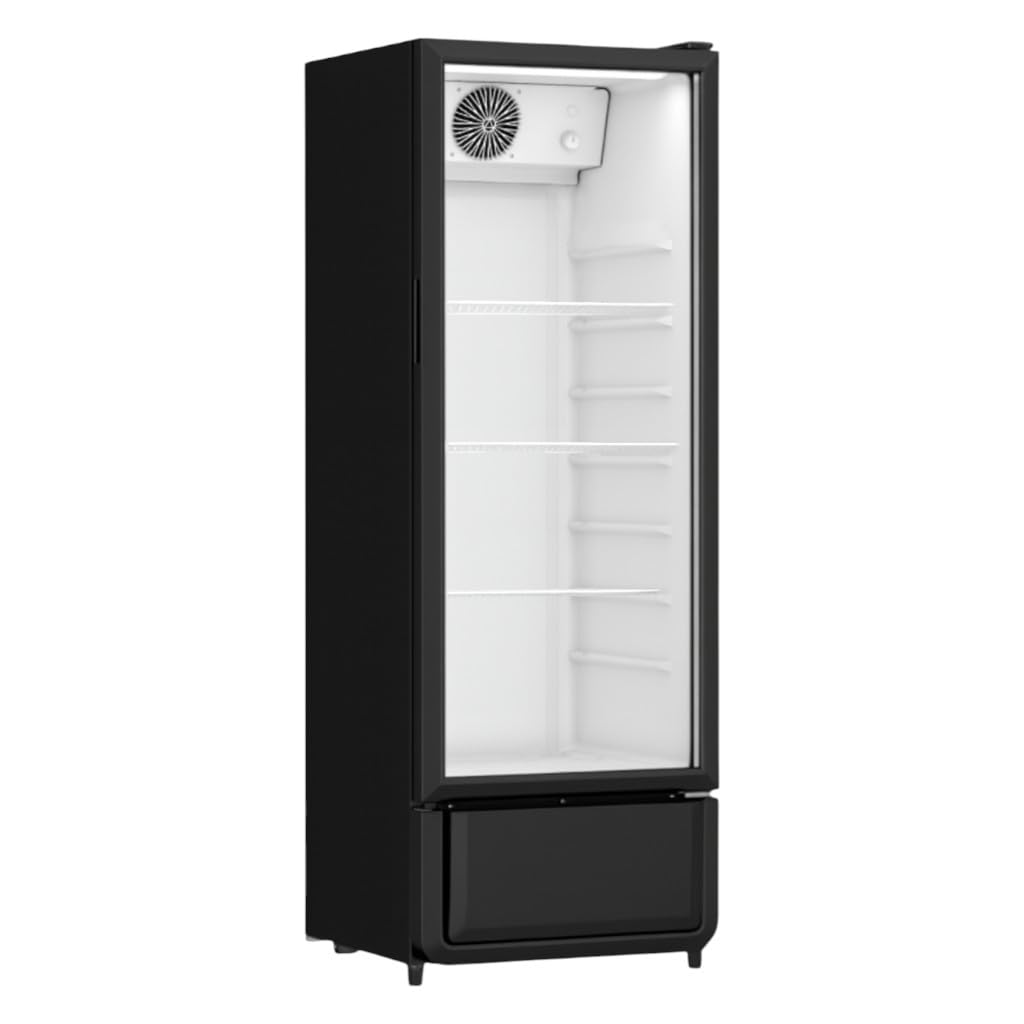 Armario para bebidas genérico profesional – 240 l – 1 puerta acristalada – negro – refrigeración ventilada – LED – 200 W