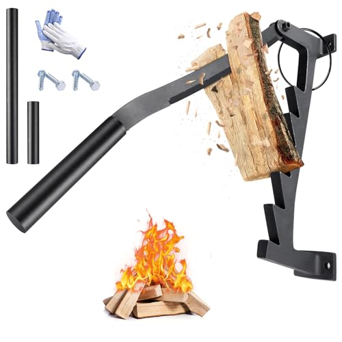Primachen Kindling Splitter for Wood Wall Mounted Manual Firewood Splitte Log Splitter Wood with Extended Handle High-Efficiency Labor-Saving Firewood Splitter for Indoor and Outdoor Camping