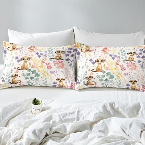 Housse de couette suricate et fleurs aquarelles pour des nuits tendres - 5