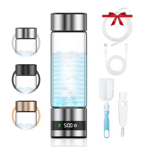Feelhap Botella de Agua Hidrogenada, Generador de Agua Hidrogenada de 450 ml, Ionizador de Agua de Hidrógeno Portátil para Deporte,Hogar,Oficina y Viajes, Generación de Agua Hidrogenada en 5 Minutos