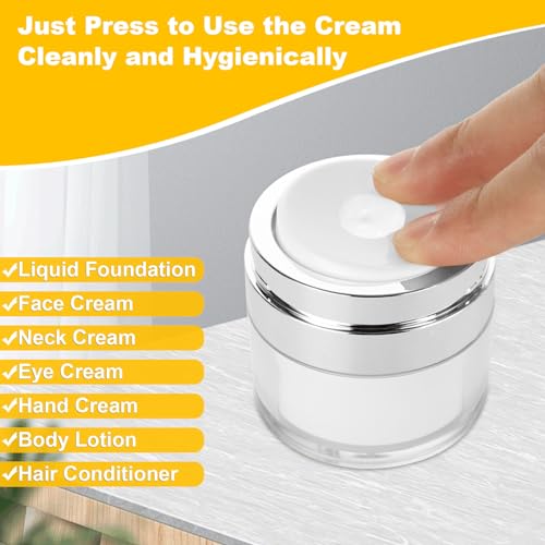 8 Pcs Airless Cream Jar, 0.5 Oz Vacuum Bottle, Portable Refillable Cosmetic Container, Moisturizer Container for Creams, Gels & Lotions, Skincare Cream3