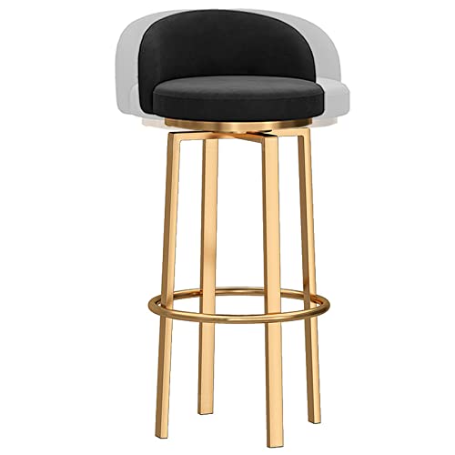 Tabourets de bar hauts et dorés avec dossier bas en velours chic
