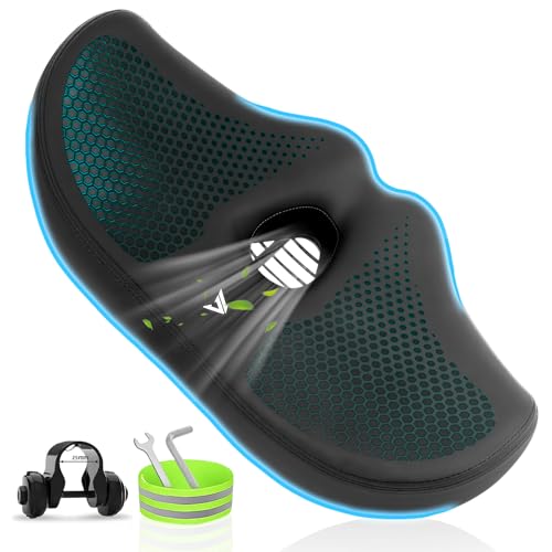 Extra Wide Noseless Bike seat Cushion for Men Women Memory Foam Filling Large Bike Saddle Ventilation Water Proof Bicycle Seat Cushion for Peloton Bikes Electric Bike MountainBikes Exercise Bikes