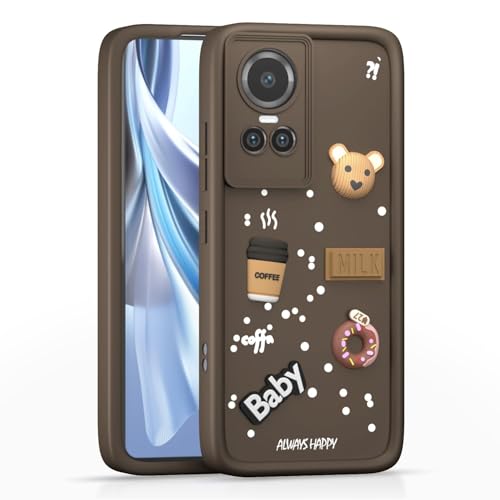 Image of Bintage Ball Bear| Donut| Milk Cake| Baby| Coffee Rubber Case Camera Protection Back Cover Compatible for Oppo Reno10 Pro 5G - Brown