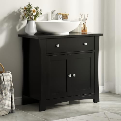 Gyfimoie Waschbeckenunterschrank Badezimmerschrank mit Schubladen Badezimmer Unterschrank mit 2 Türen Badschrank 60 x 30 x 60 cm Waschbeckenunterschrank mit Füßen
